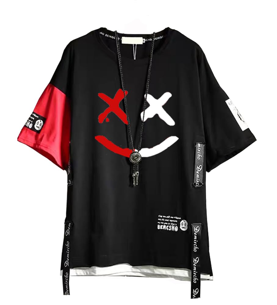 DUDHUH Men’s T-Shirts Techwear Japanese Streetwear Hip Hop Short Sleeve Shirts for Men