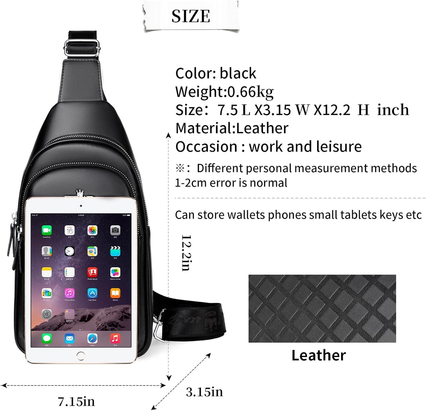 FSD.WG sling Backpack for Men Chest Bag Crossbody Shoulder Bags Travel Bag Purse for Men with Water Resistant