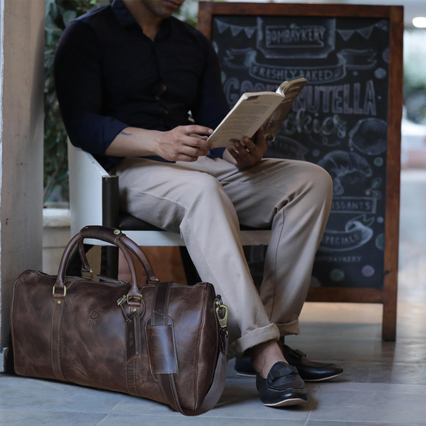 Leather Duffle Bag for Men - Full Grain Leather Travel Bag - TSA Approved Carry On Weekender Overnight Duffel Bag (Brown, 20 inch)
