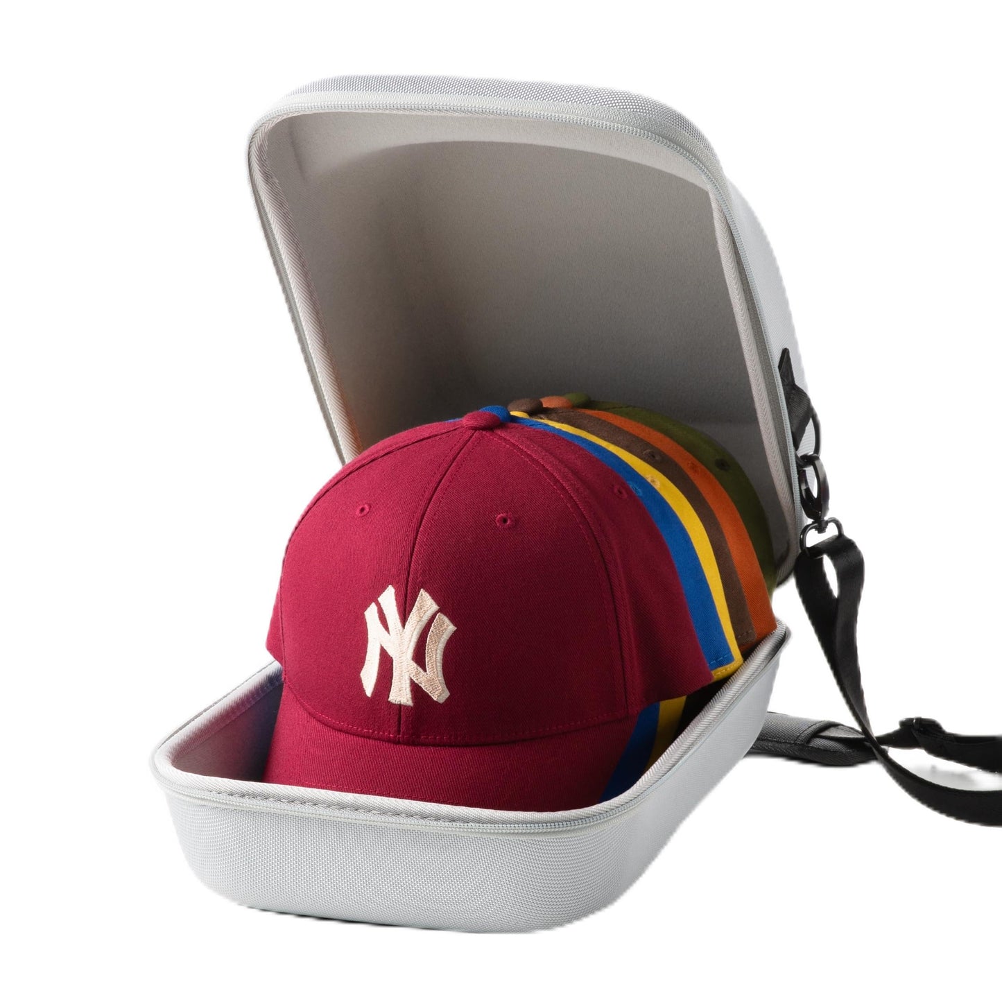 Hard Hat Travel Case – Storage for Baseball Caps with Carrying Handle and Adjustable Shoulder Strap, Hat Organizer Protects up to 6 Hats, for Travel and Home Storage (Black)