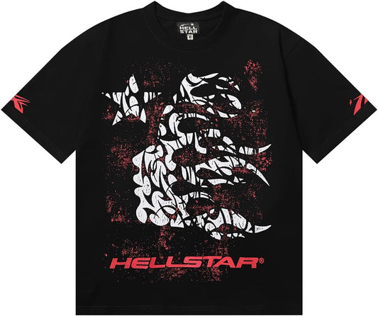 URBN GEN HELLSTAR Streetwear Fashion T-Shirt (US, Alpha, Medium, Black)