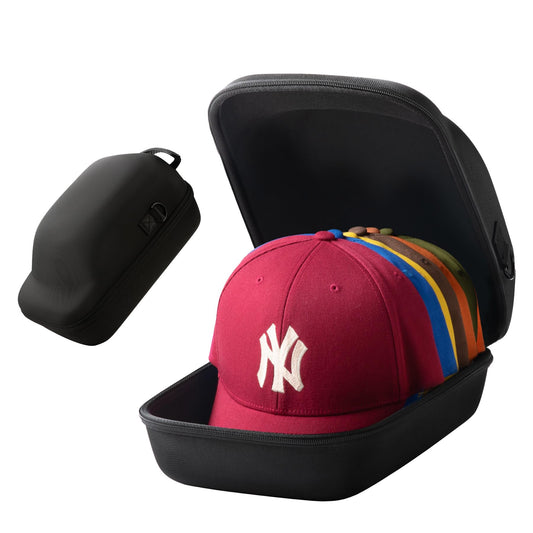 Hard Hat Travel Case – Storage for Baseball Caps with Carrying Handle and Adjustable Shoulder Strap, Hat Organizer Protects up to 6 Hats, for Travel and Home Storage (Black)